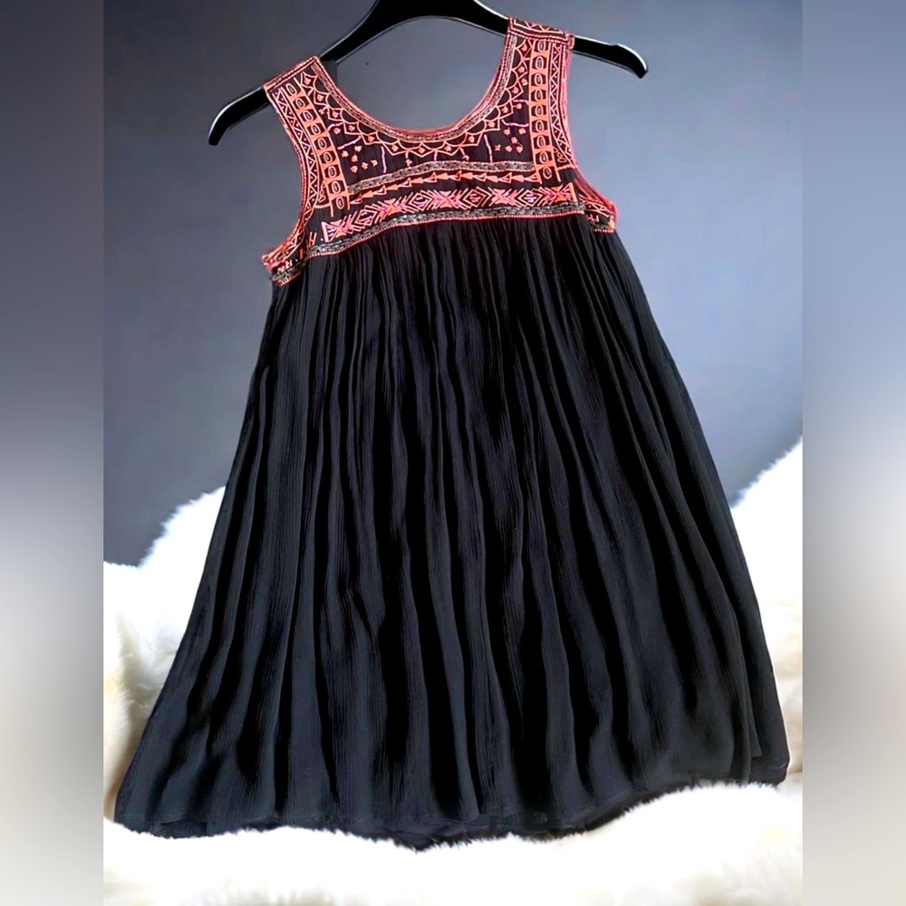 Free People Aztec Bib Embroidered Dress Flowy No Flaws Small